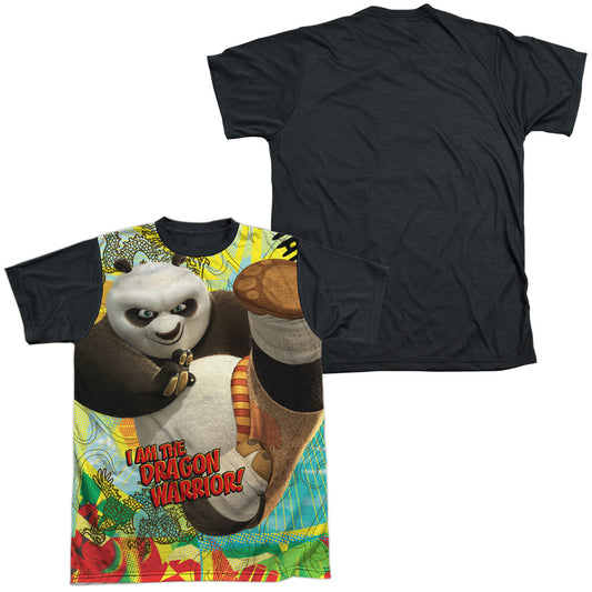 Kung Fu Panda - Dragon Warrior - Short Sleeve Adult White Front Black Back   - White T-shirt