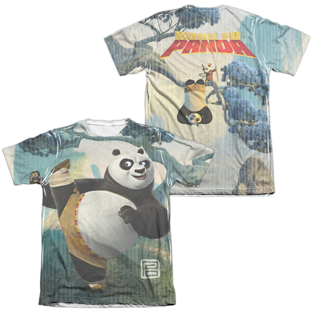 Kung Fu Panda - Training (Front/back Print) - Adult Poly/cotton Short Sleeve Tee - White T-shirt