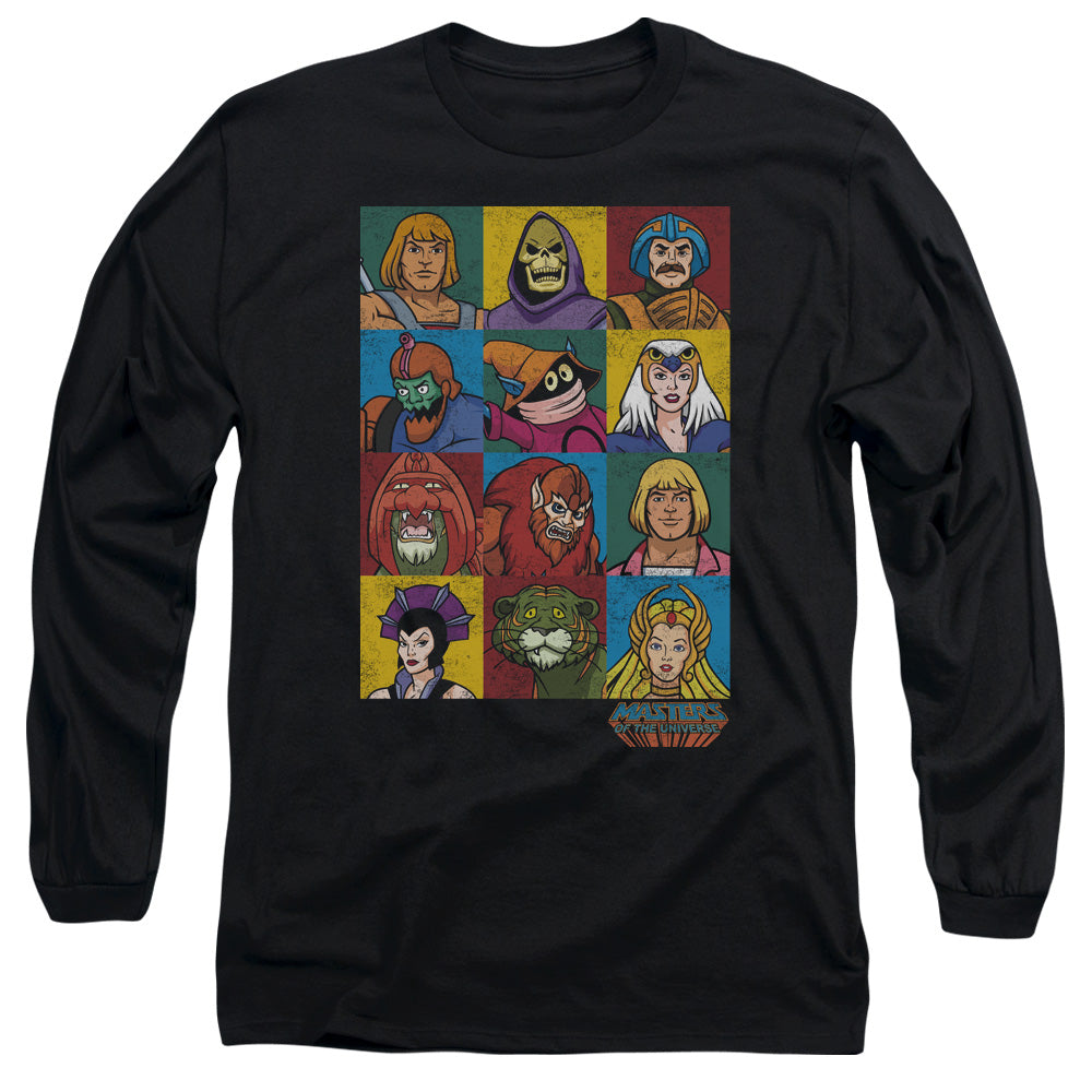 Masters Of The Universe - Character Heads - Long Sleeve Adult 18/1 - Black T-shirt