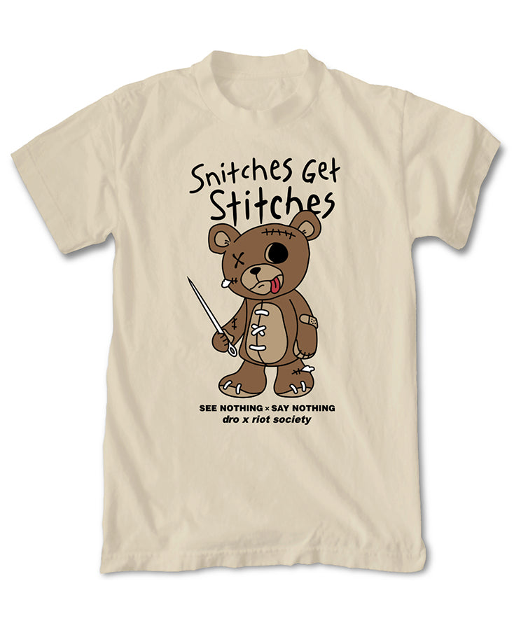 Riot Society Snitches Get Stitches Bear T-Shirt