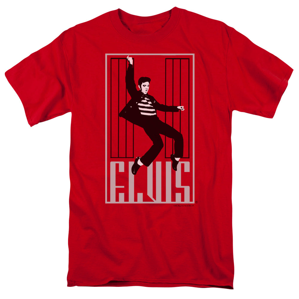 Elvis Presley - One Jailhouse - Short Sleeve Adult 18/1 - Red T-shirt