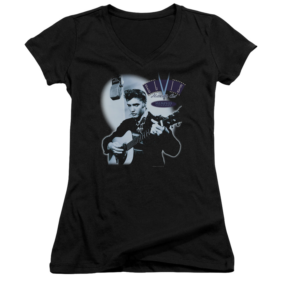 Elvis Presley - Hillbilly Cat - Junior V-neck - Black