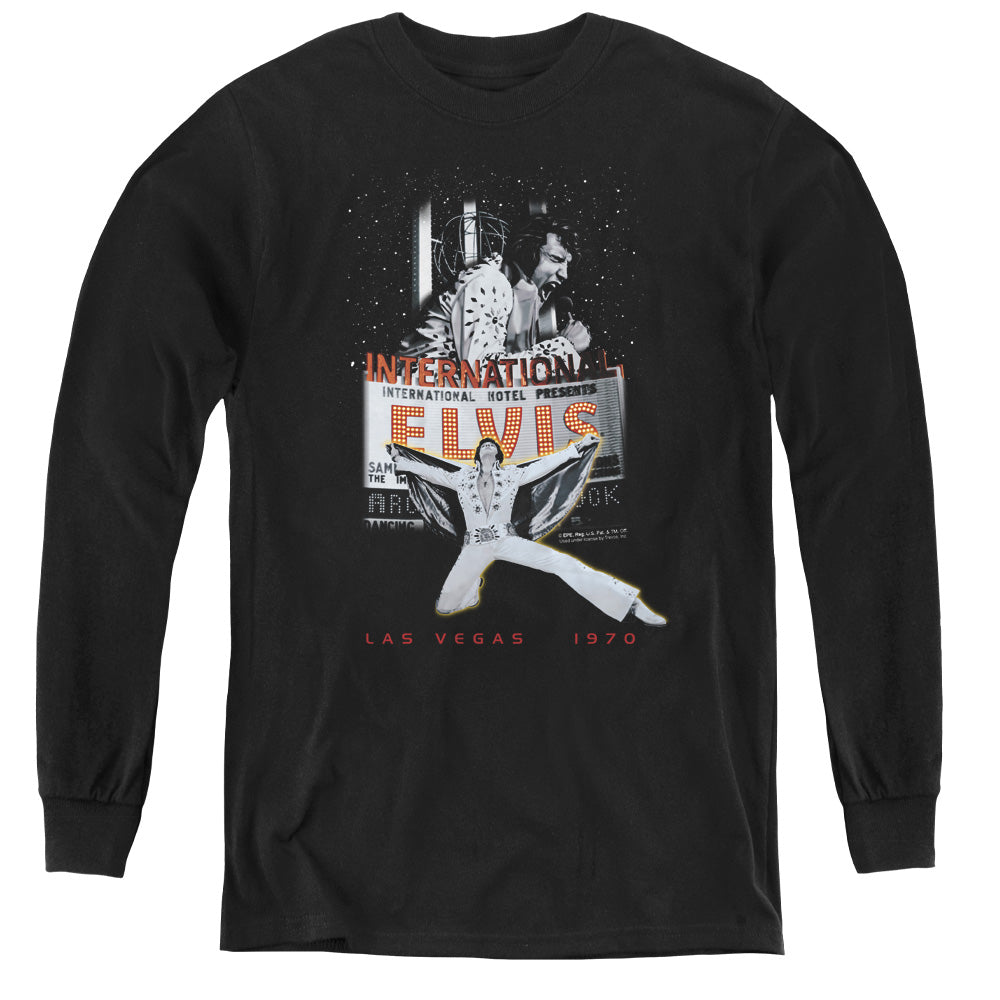 Elvis Presley - Las Vegas - Youth Long Sleeve Tee - Black