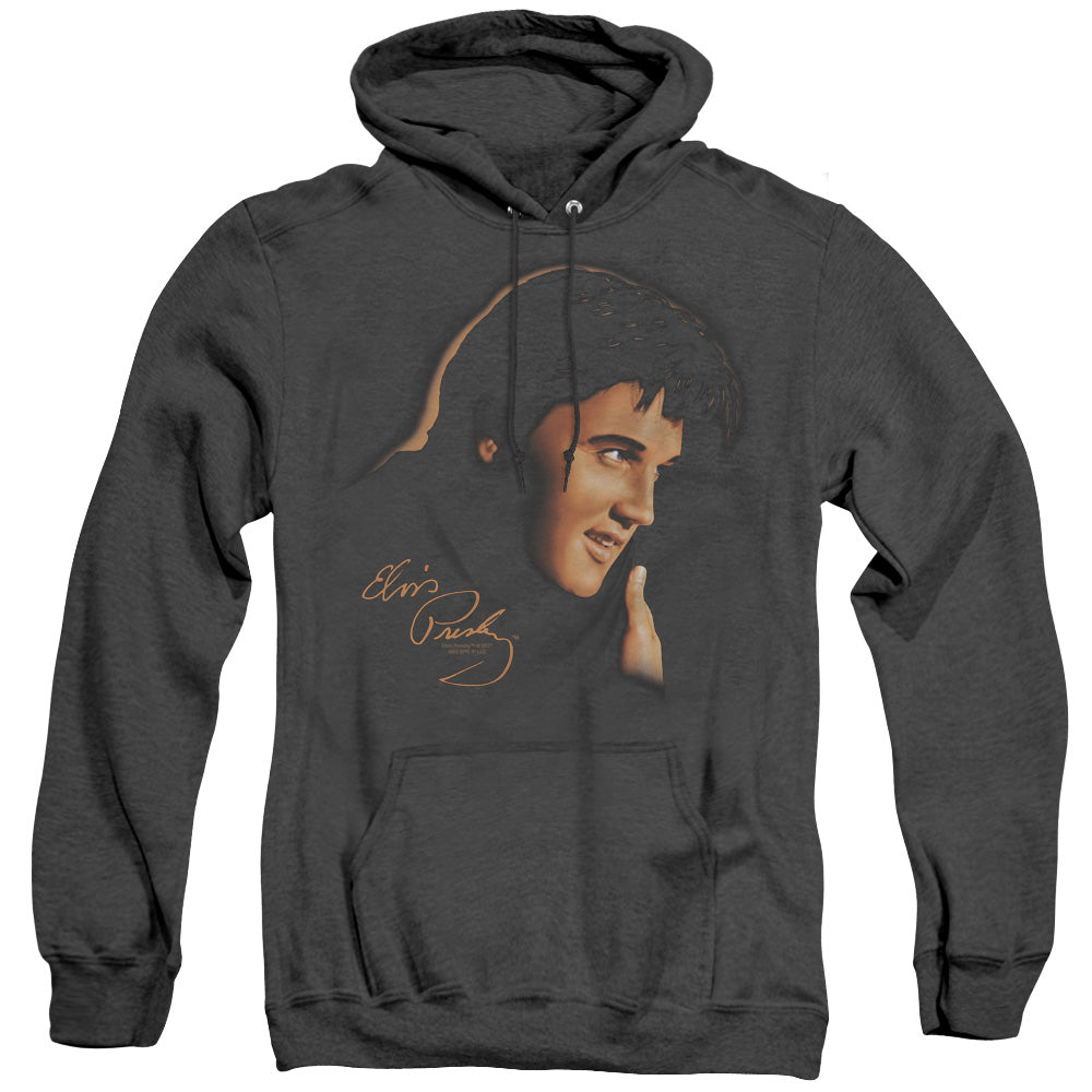 Elvis Presley - Warm Portrait - Adult Heather Hoodie - Black