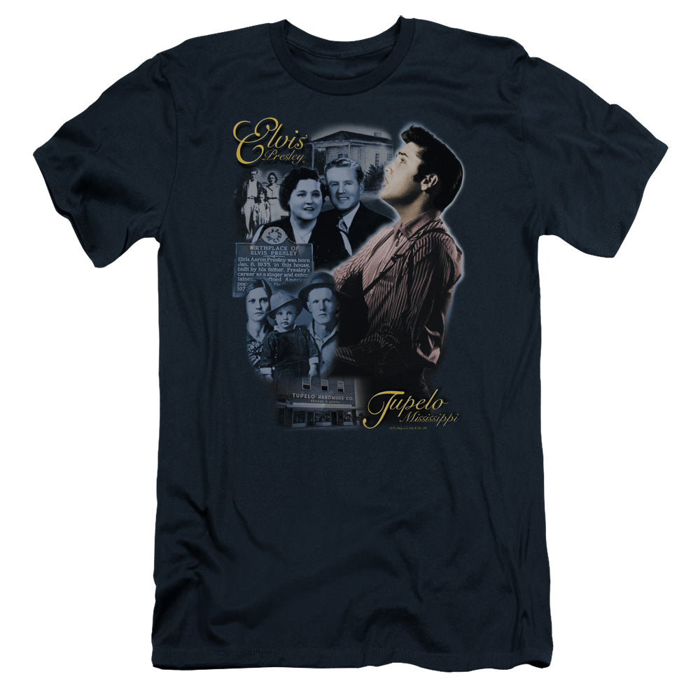 Elvis Presley - Tupelo - Short Sleeve Adult 30/1 - Navy T-shirt