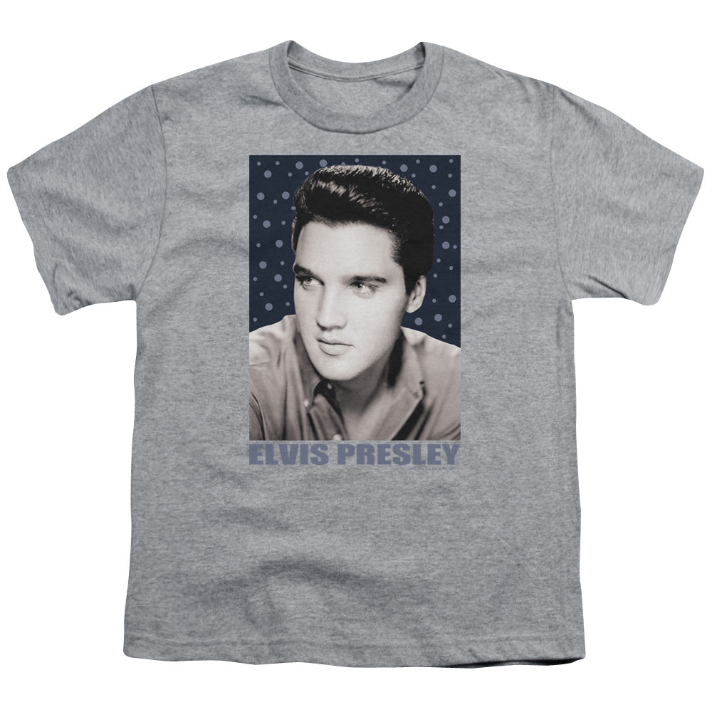 Elvis Presley - Blue Sparkle - Short Sleeve Youth 18/1 - Athletic Heather T-shirt