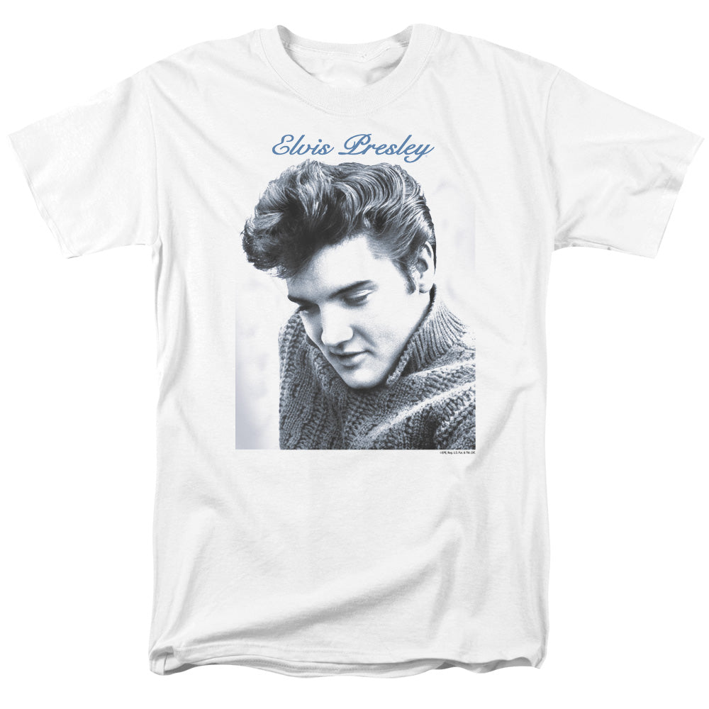 ELVIS PRESLEY SCRIPT SWEATER - S/S ADULT 18/1 - WHITE T-Shirt