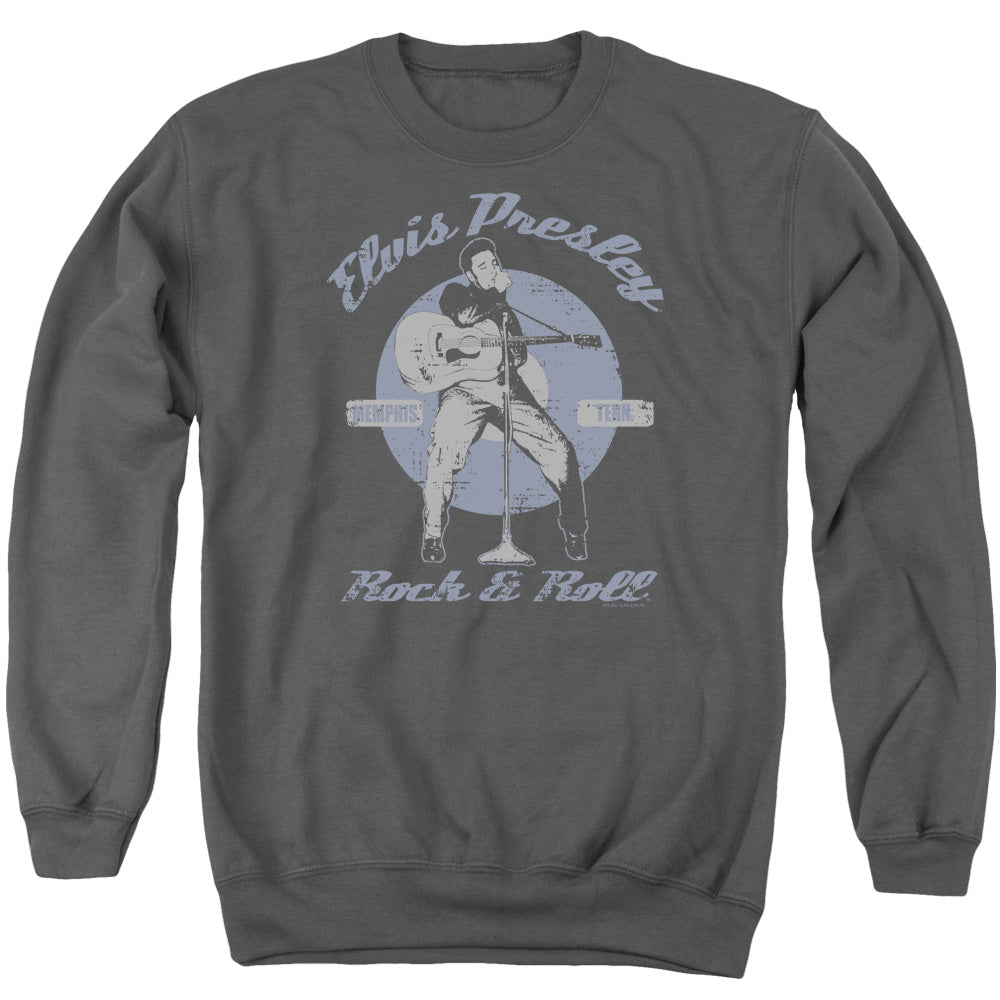 Elvis Presley - Rock &amp; Roll - Adult Crewneck Sweatshirt - Charcoal