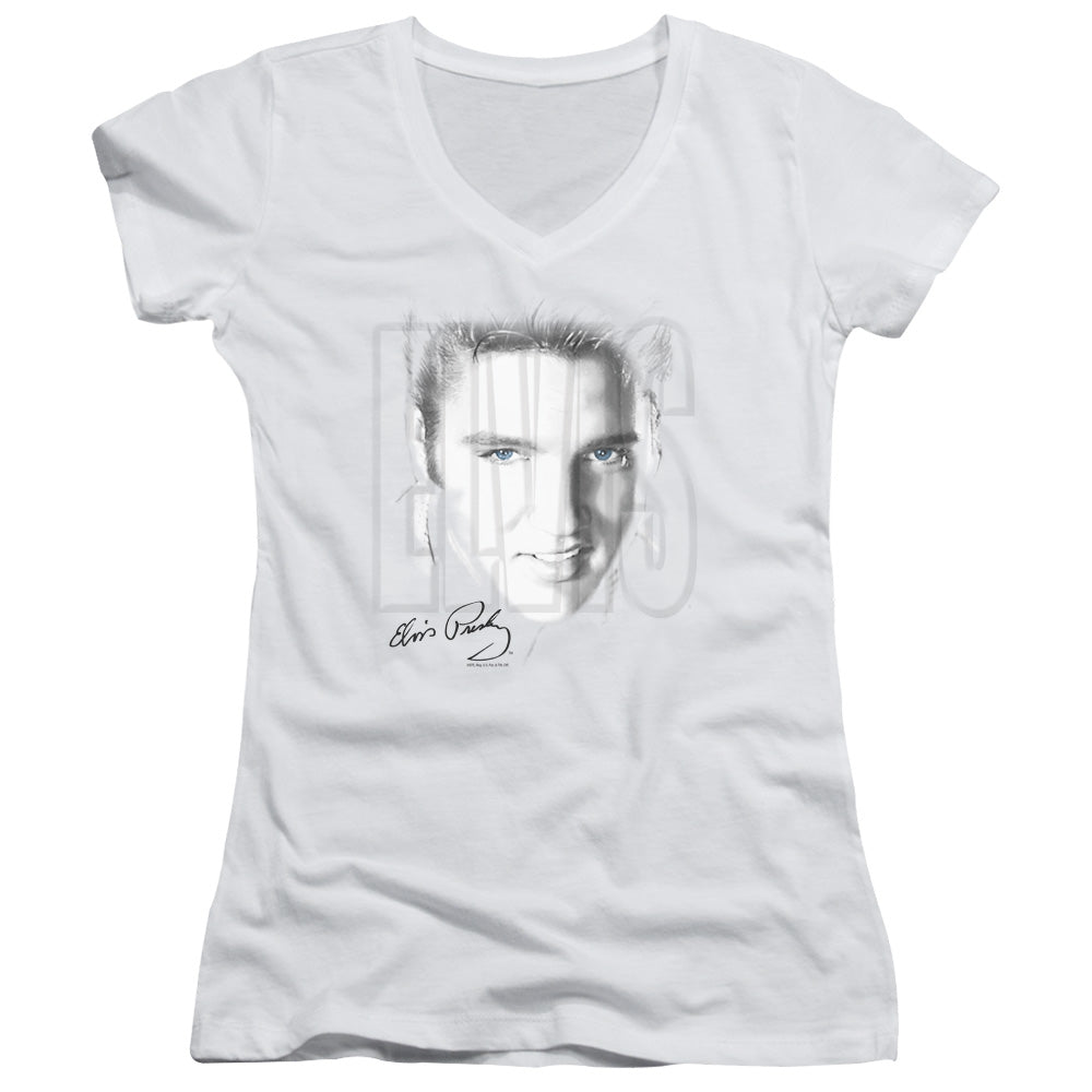 Elvis Presley - Blue Eyes - Junior V-neck - White