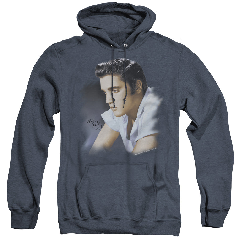 Elvis Presley - Blue Profile - Adult Heather Hoodie - Navy