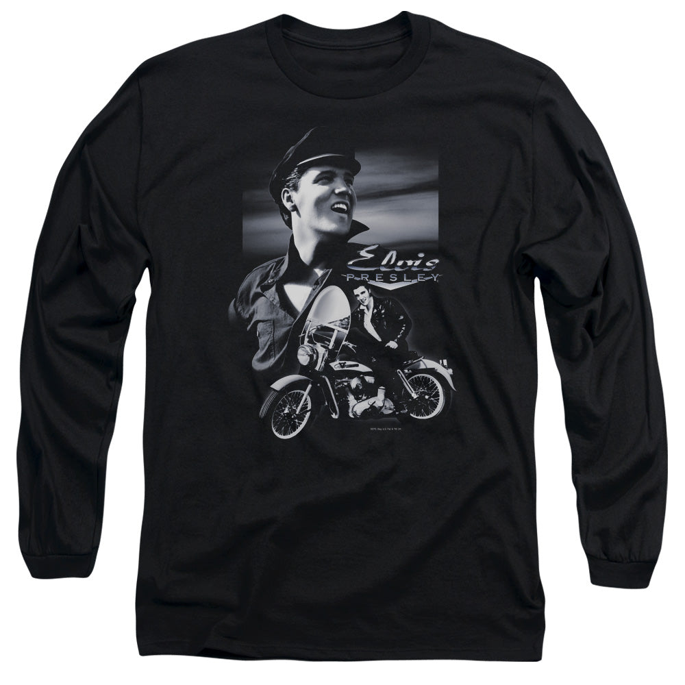 Elvis Presley - Motorcycle - Long Sleeve Adult 18/1 - Black T-shirt