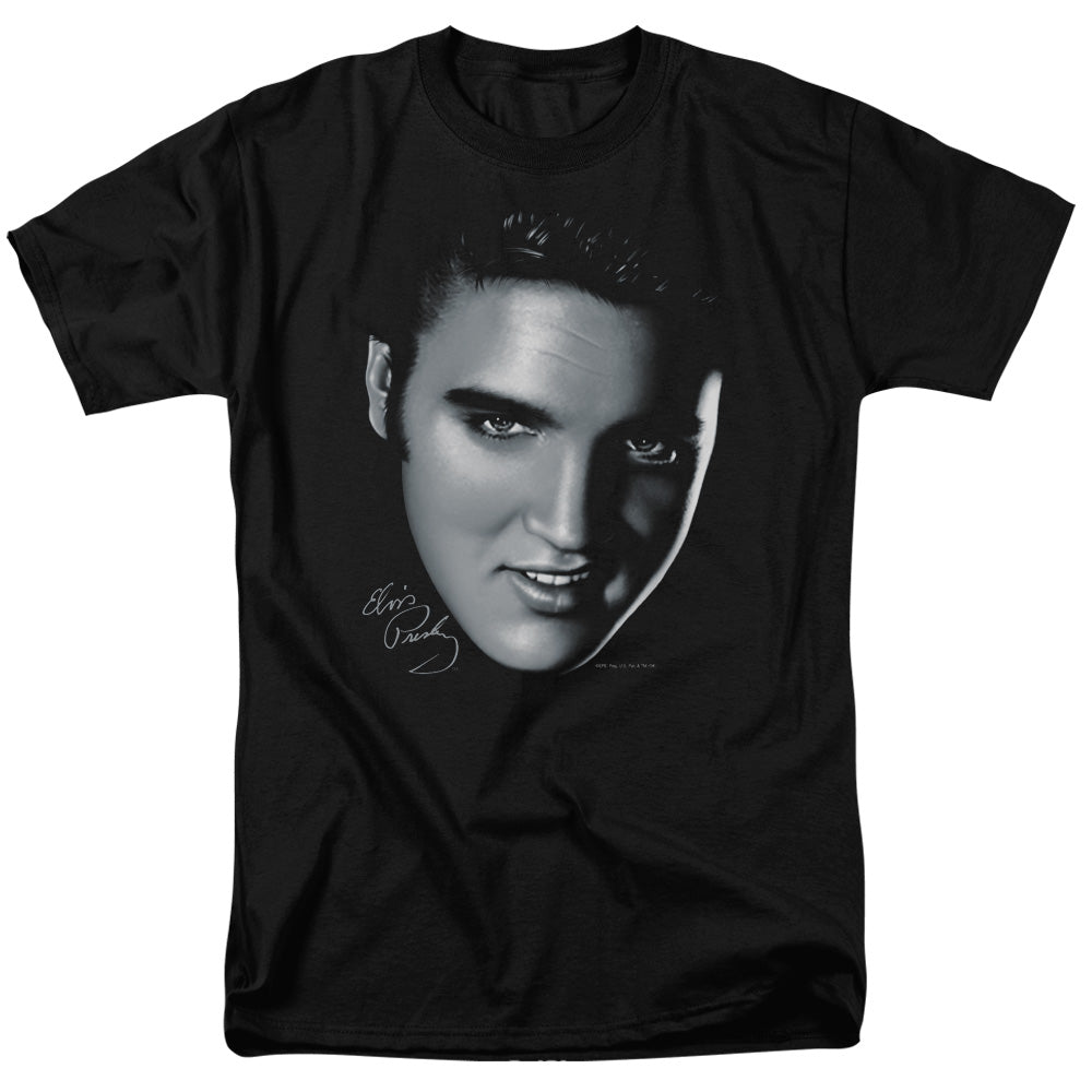 Elvis Presley - Big Face - Short Sleeve Adult 18/1 - Black T-shirt