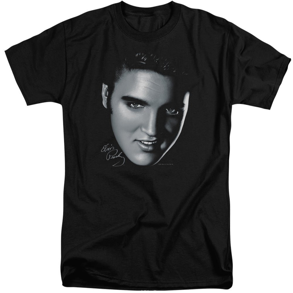 Elvis Presley - Big Face - Short Sleeve Adult Tall - Black T-shirt