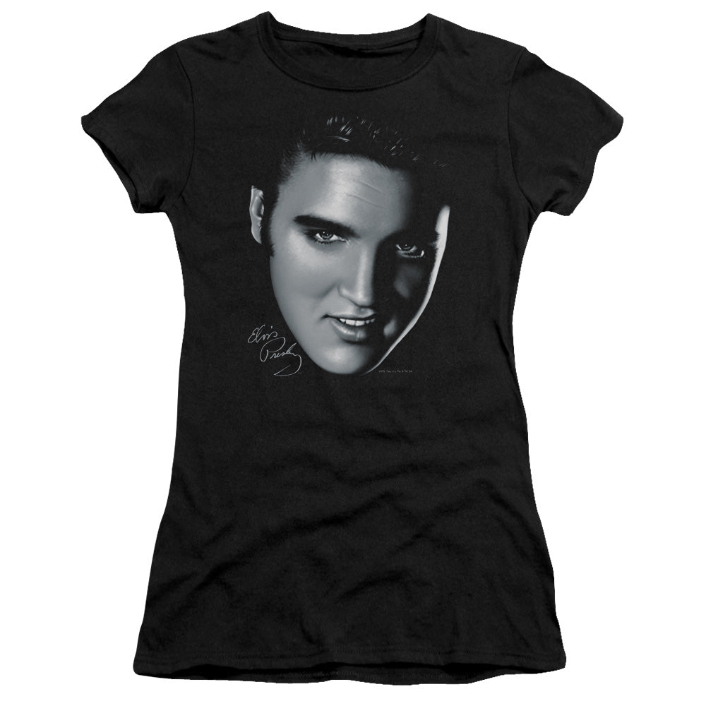 Elvis Presley - Big Face - Short Sleeve Junior Sheer - Black T-shirt