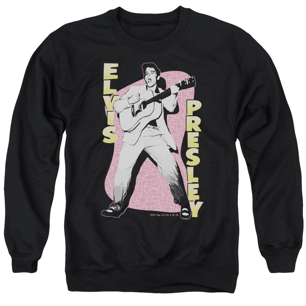 Elvis Presley Pink Rock - Adult Crewneck Sweatshirt - Black