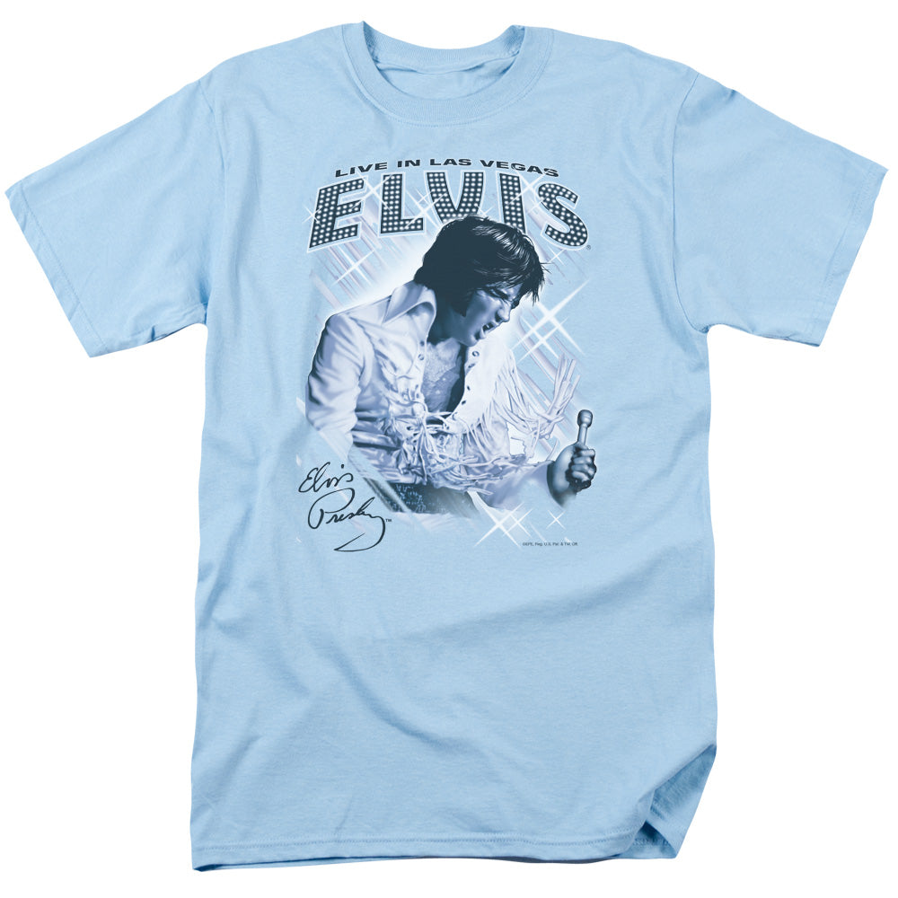 Elvis Presley - Blue Vegas - Short Sleeve Adult 18/1 - Carolina Blue T-shirt