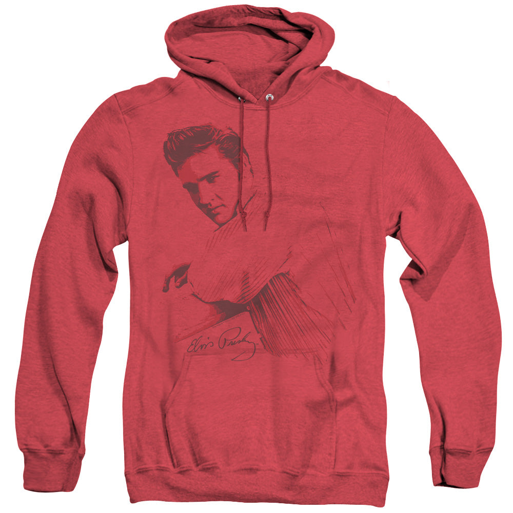 Elvis Presley - On The Range - Adult Heather Hoodie - Red