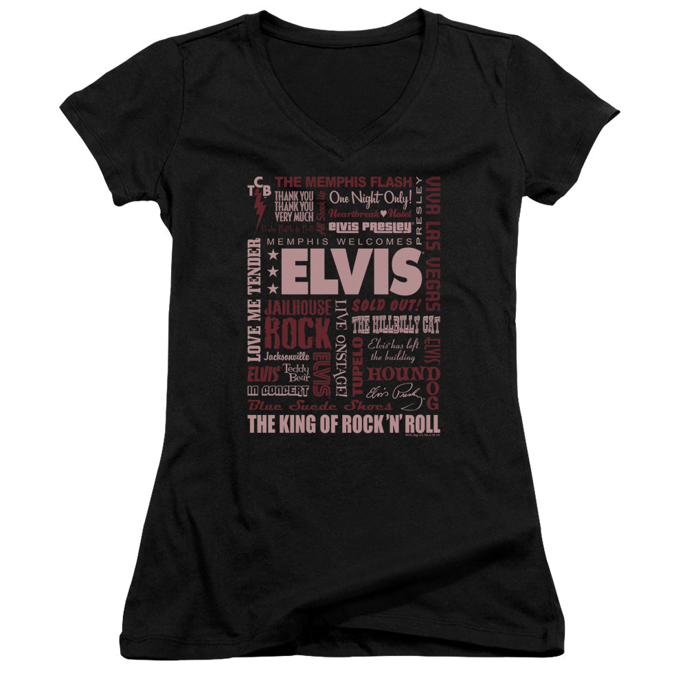 Elvis Presley - Whole Lotta Type - Junior V-neck - Black