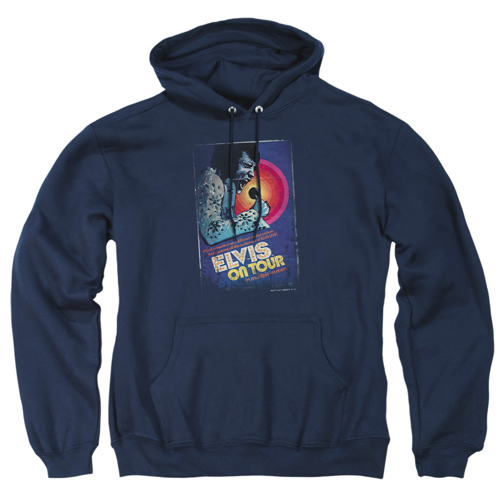 Elvis Presley - On Tour Poster - Adult Pull-over Hoodie - Navy