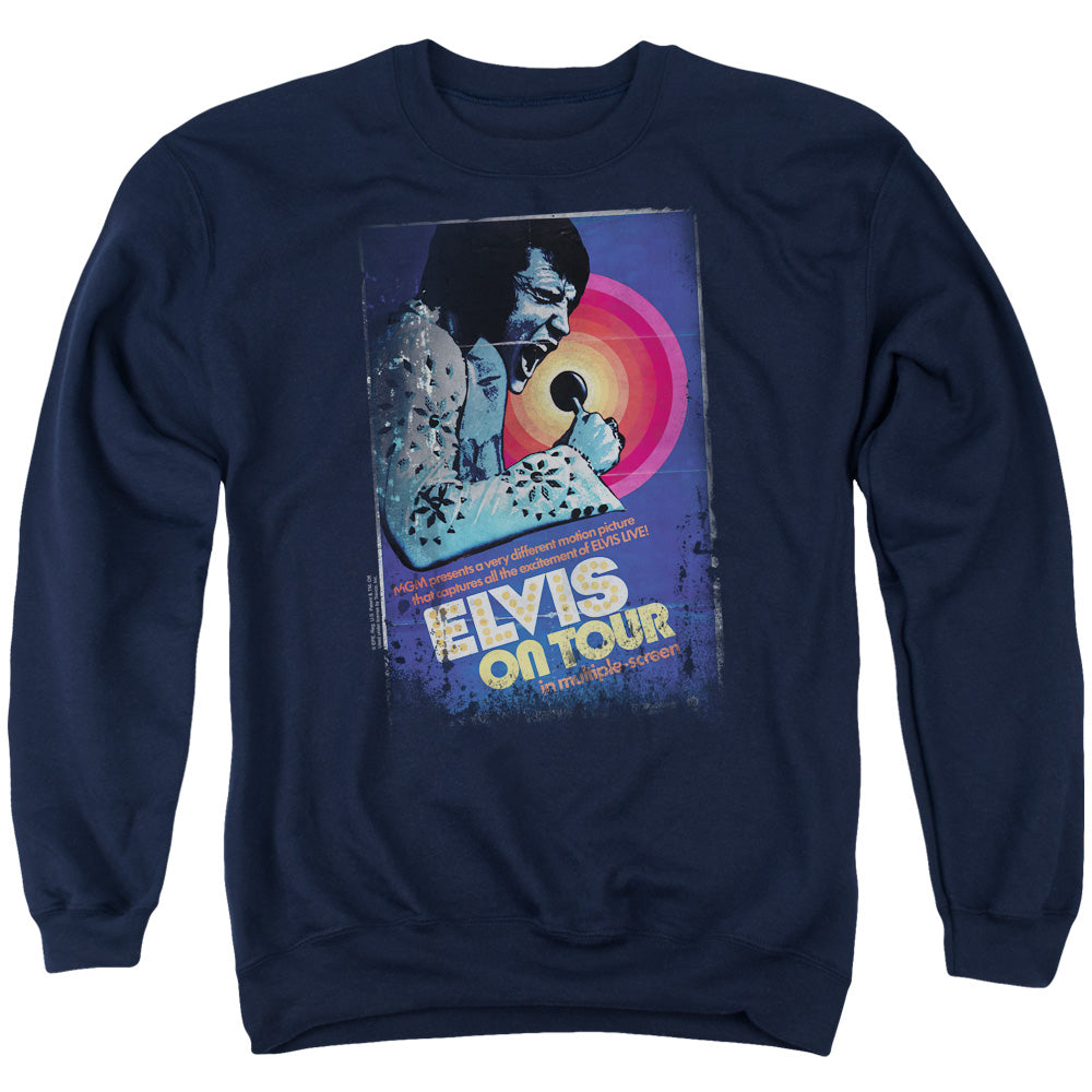 Elvis Presley - On Tour Poster - Adult Crewneck Sweatshirt - Navy