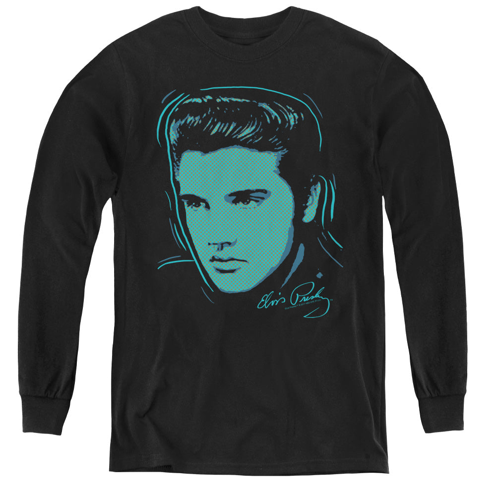 Elvis Presley - Young Dots - Youth Long Sleeve Tee - Black