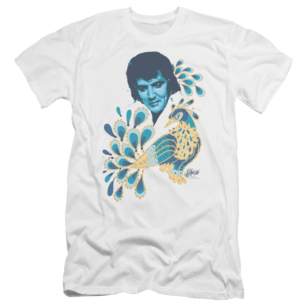 Elvis Presley - Peacock-premuim Canvas Adult Slim Fit 30/1 - White