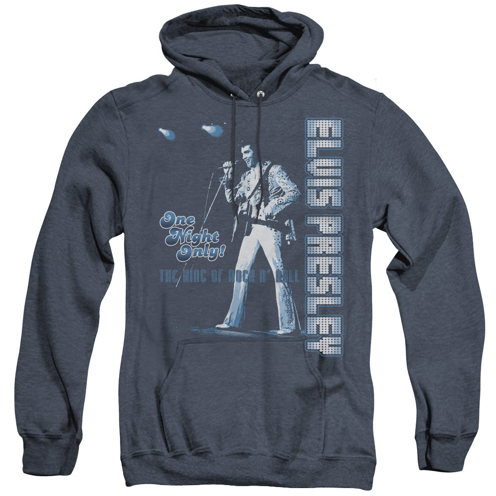 Elvis Presley - One Night Only - Adult Heather Hoodie - Navy