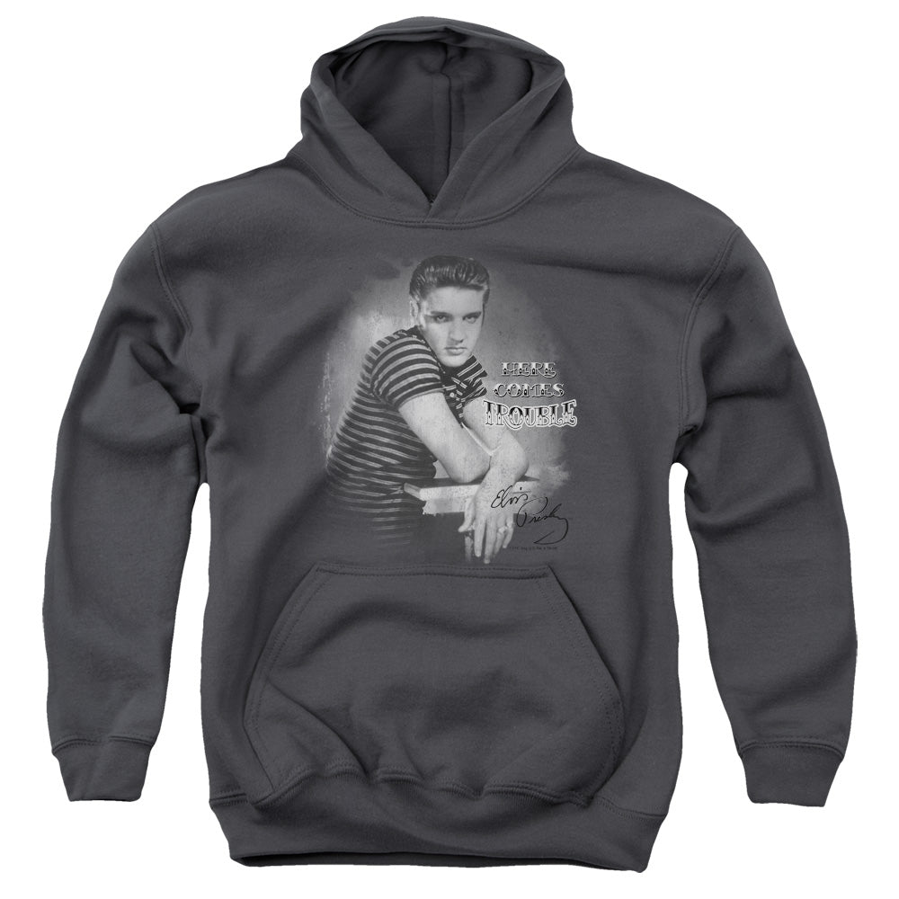 Elvis Presley - Trouble - Youth Pull-over Hoodie - Charcoal