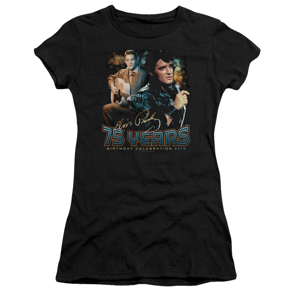 Elvis Presley - 75 Years - Short Sleeve Junior Sheer - Black T-shirt