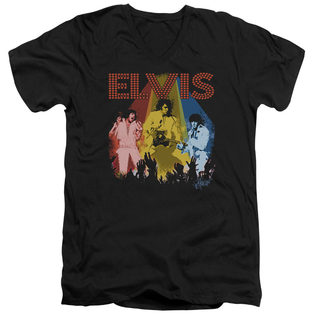 Elvis Presley - Vegas Remembered - Short Sleeve Adult V-neck - Black T-shirt