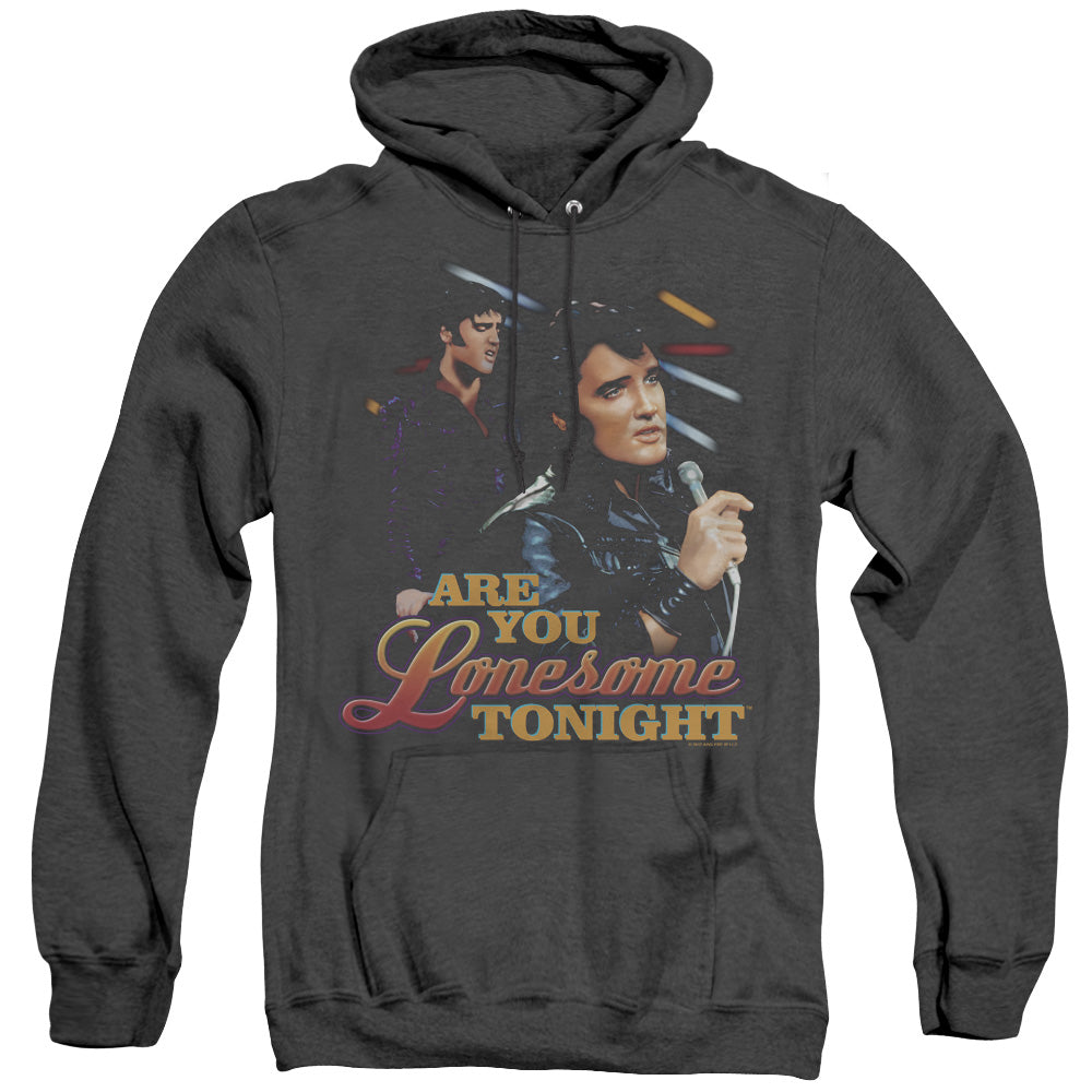 Elvis Presley - Are You Lonesome - Adult Heather Hoodie - Black