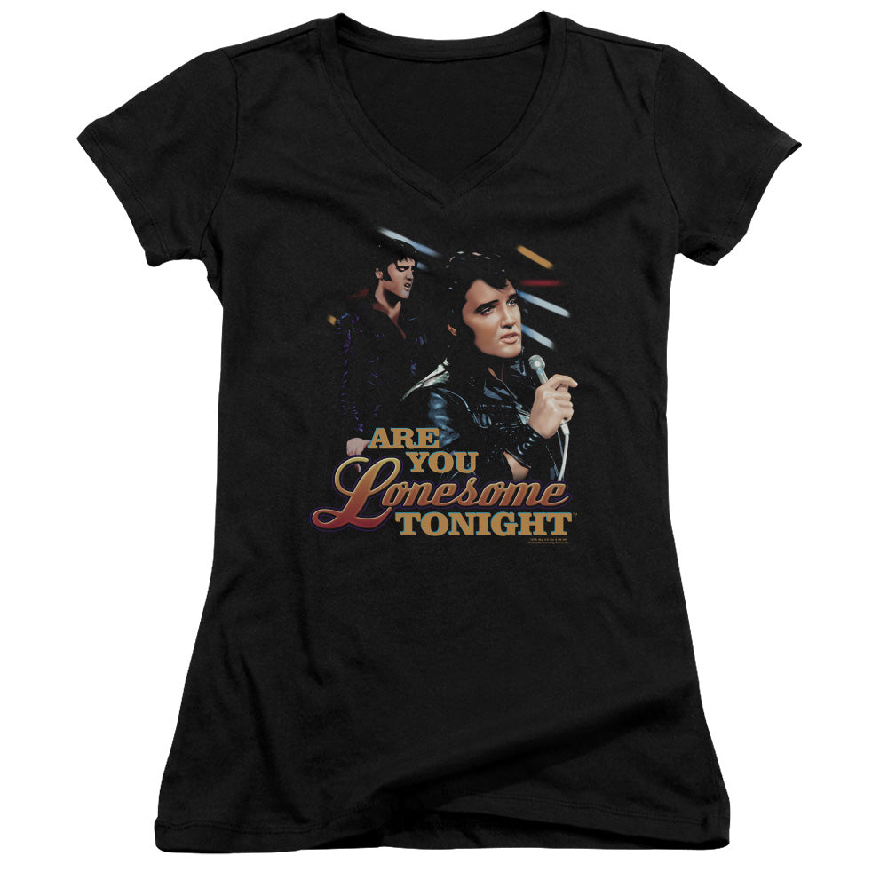 Elvis Presley - Are You Lonesome - Junior V-neck - Black