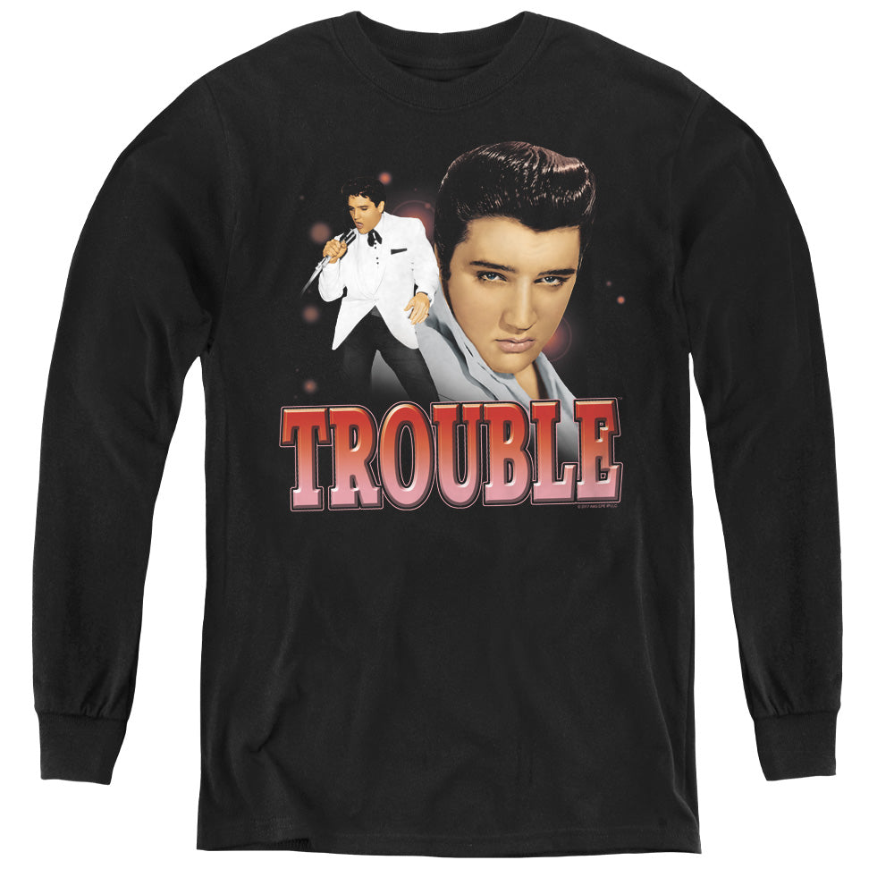 Elvis Presley - Trouble - Youth Long Sleeve Tee - Black