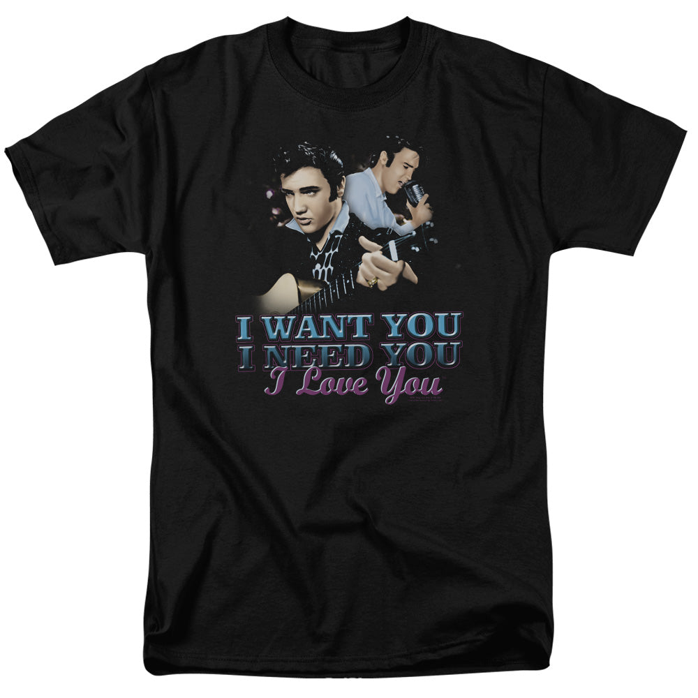 Elvis Presley - I Want You - Short Sleeve Adult 18/1 - Black T-shirt