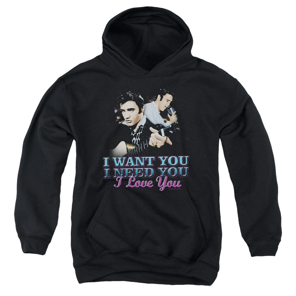 Elvis Presley - I Want You - Youth Pull-over Hoodie - Black