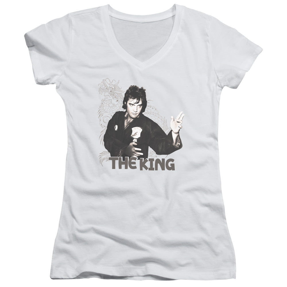 Elvis Presley Fighting King - Junior V-neck - White