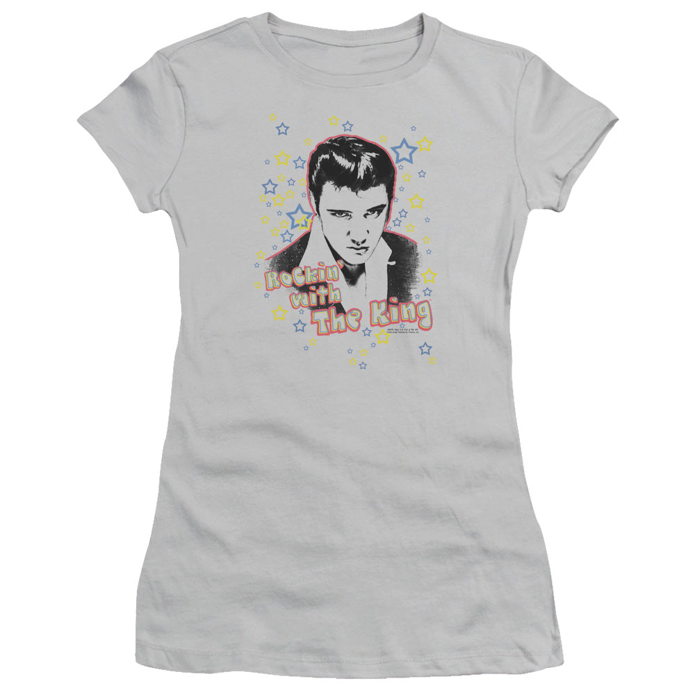 Elvis Presley - Rockin With The King - Short Sleeve Junior Sheer - Silver T-shirt