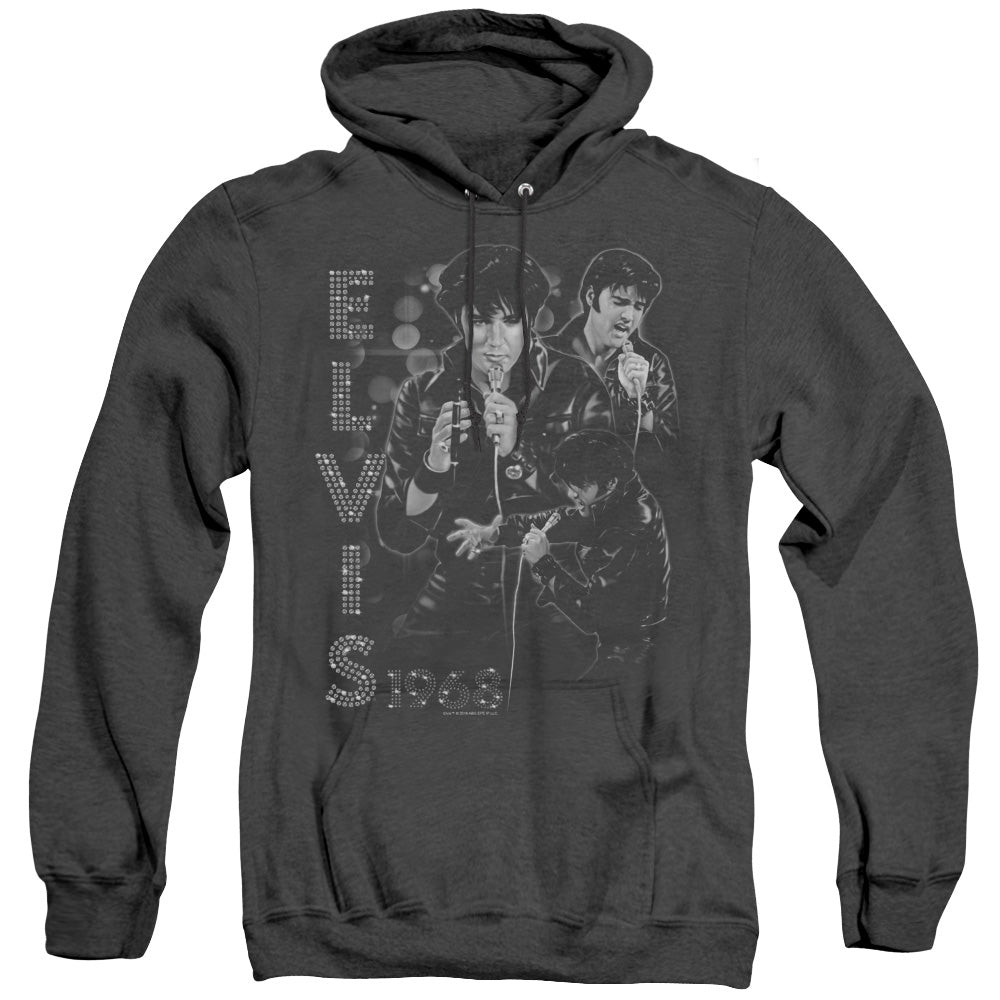 Elvis Presley - Leathered - Adult Heather Hoodie - Black