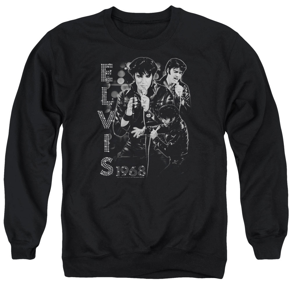 Elvis Presley - Leathered - Adult Crewneck Sweatshirt - Black