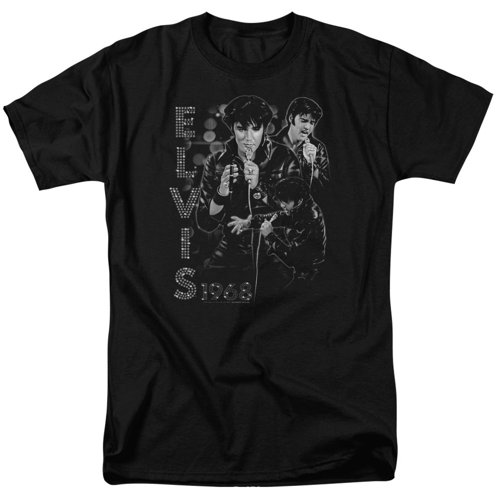 Elvis Presley - Leathered - Short Sleeve Adult 18/1 - Black T-shirt