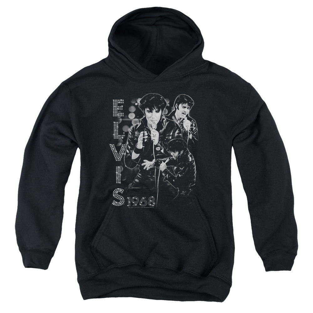 Elvis Presley - Leathered - Youth Pull-over Hoodie - Black