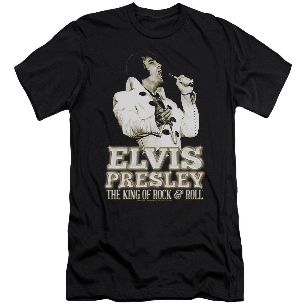 Elvis Presley - Golden - Short Sleeve Adult 30/1 - Black T-shirt