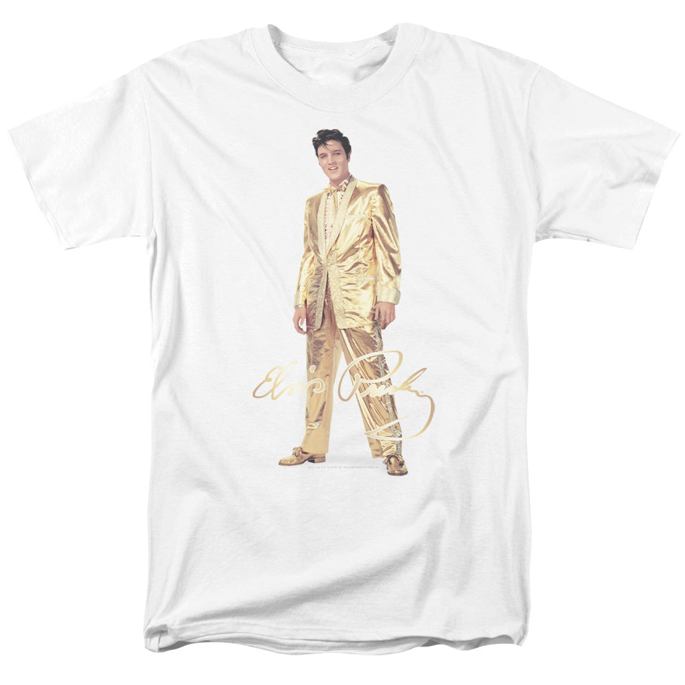 Elvis Presley - Gold Lame Suit - Short Sleeve Adult 18/1 - White T-shirt