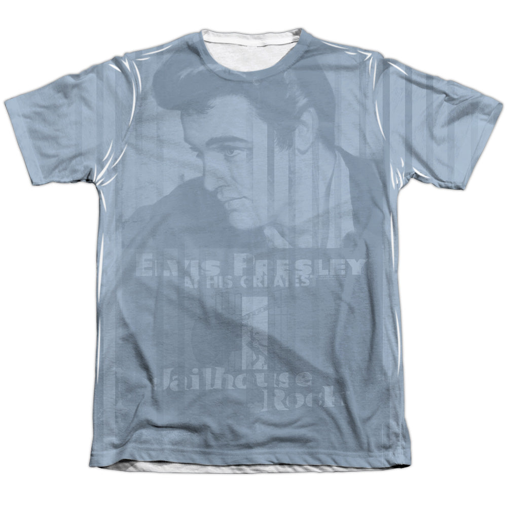 Elvis Presley - Jailhouse Poster All Over - Adult Poly/cotton Short Sleeve Tee - White T-shirt