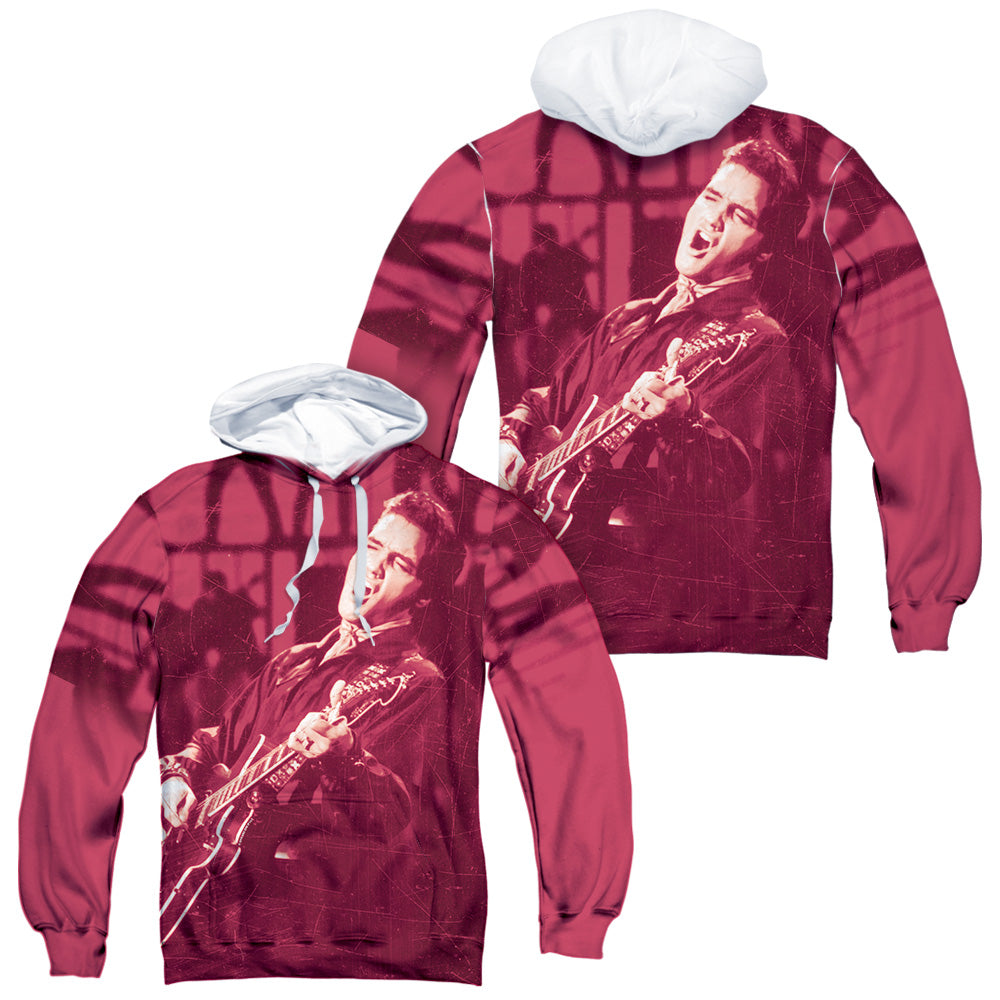 Elvis Presley - Scratched 68 (Front/back Print) - Adult Poly Pullover Hoodie - White