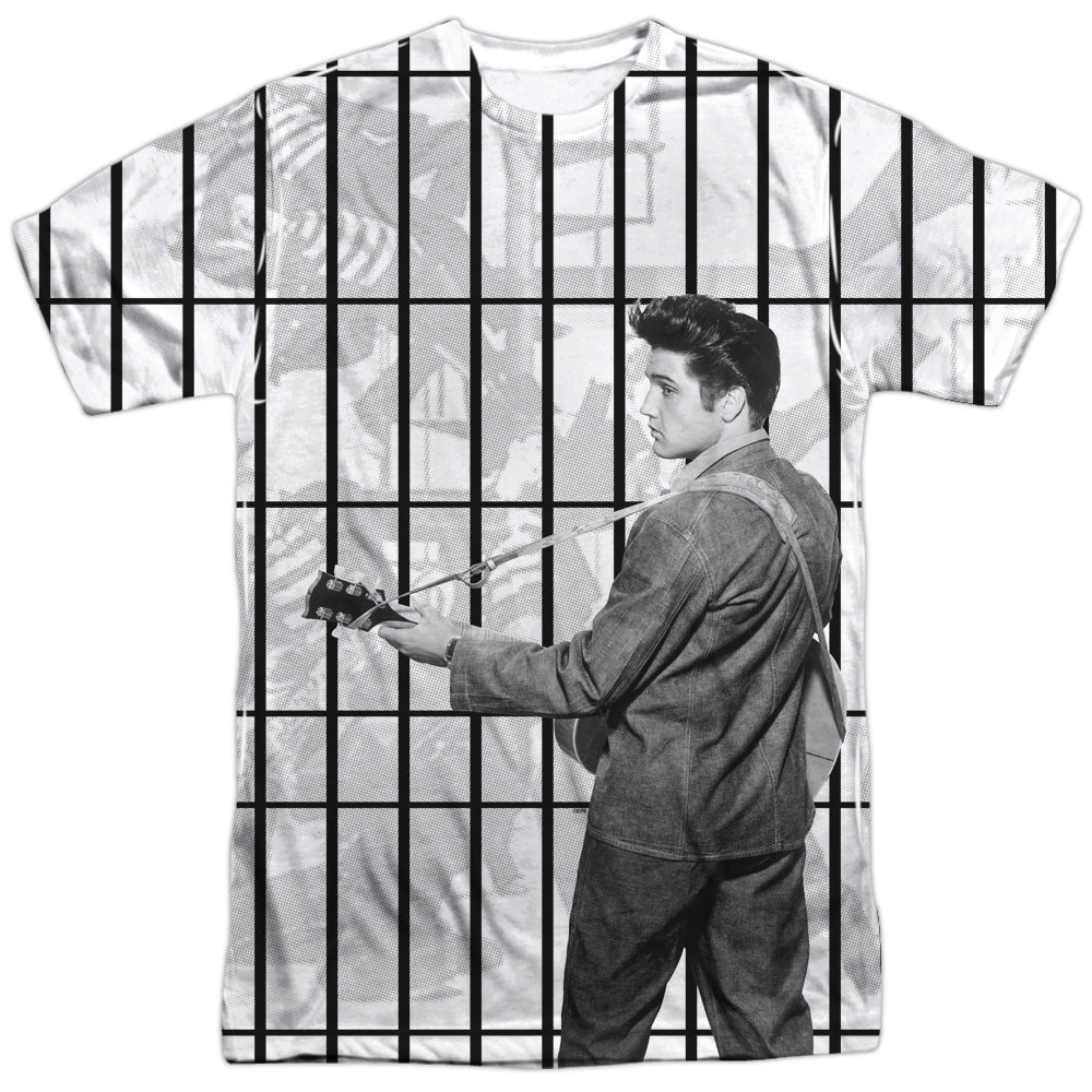 Elvis Presley - Whole Cell Block -  Short Sleeve Adult 100% Poly Crew - White T-shirt