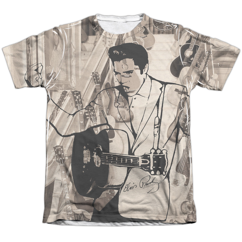 Elvis Presley - Guitarman - Adult 65/35 Poly/cotton Short Sleeve Tee - White T-shirt