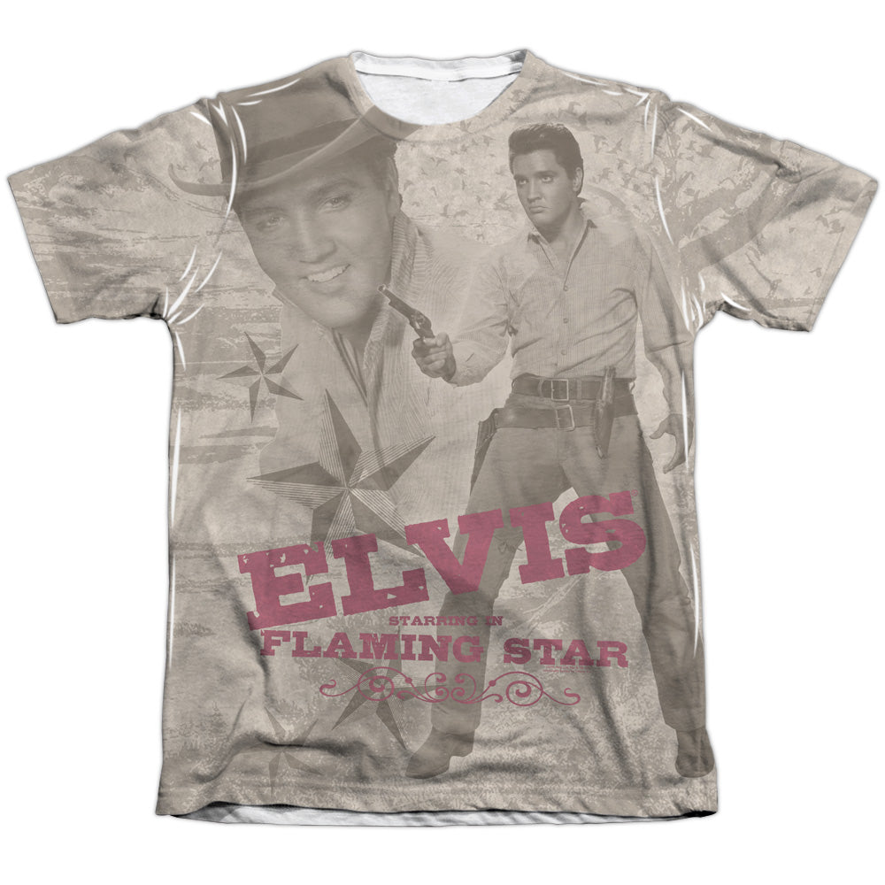 Elvis Presley - Flaming Star - Adult 65/35 Poly/cotton Short Sleeve Tee - White T-shirt