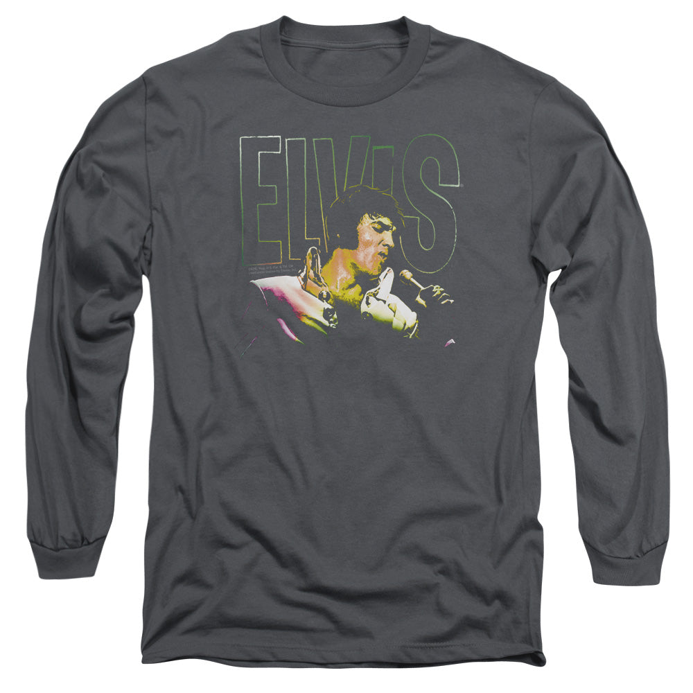 Elvis Presley - Multicolored - Long Sleeve Adult 18/1 - Charcoal T-shirt