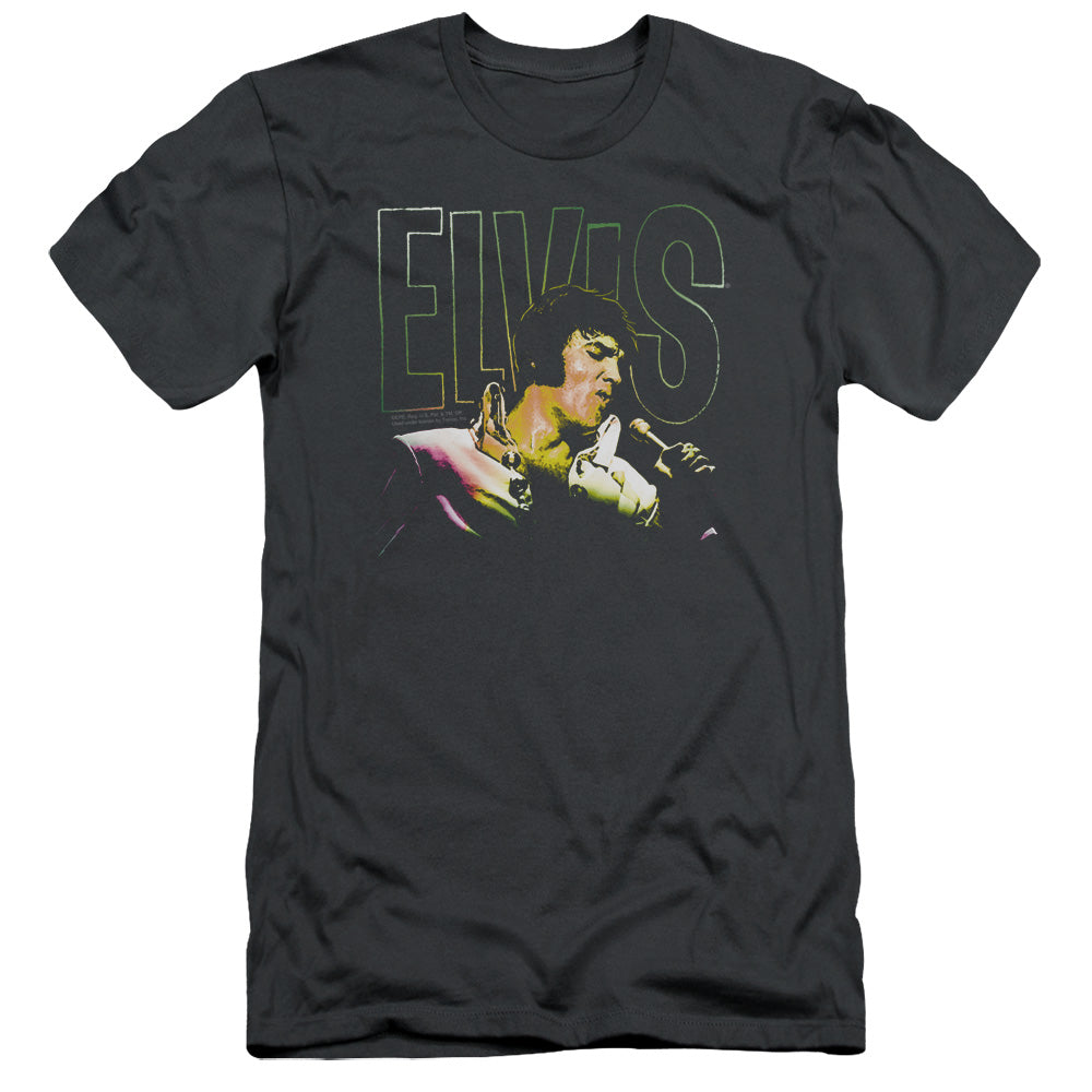 Elvis Presley - Multicolored - Short Sleeve Adult 30/1 - Charcoal T-shirt